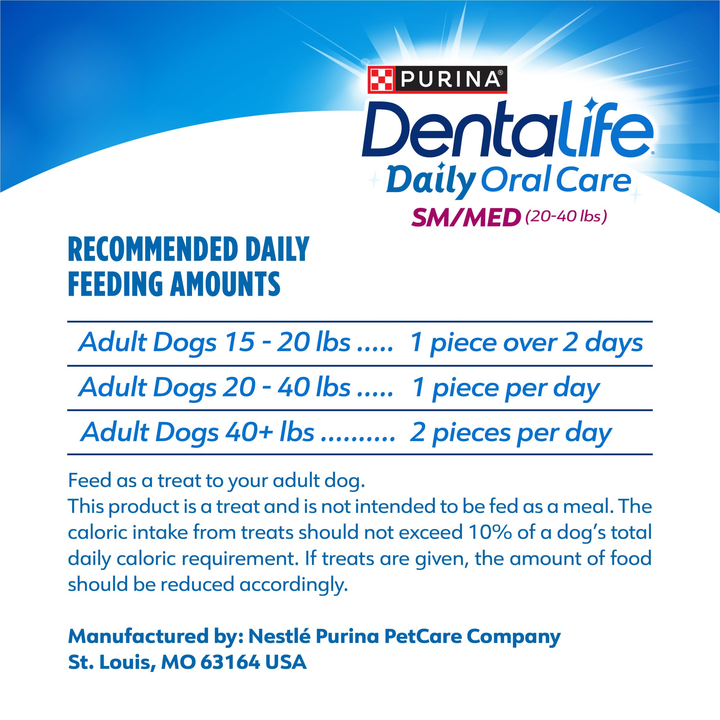 Dog enjoying a Dentalife Purina chew, illustrates engagement and chewing benefit