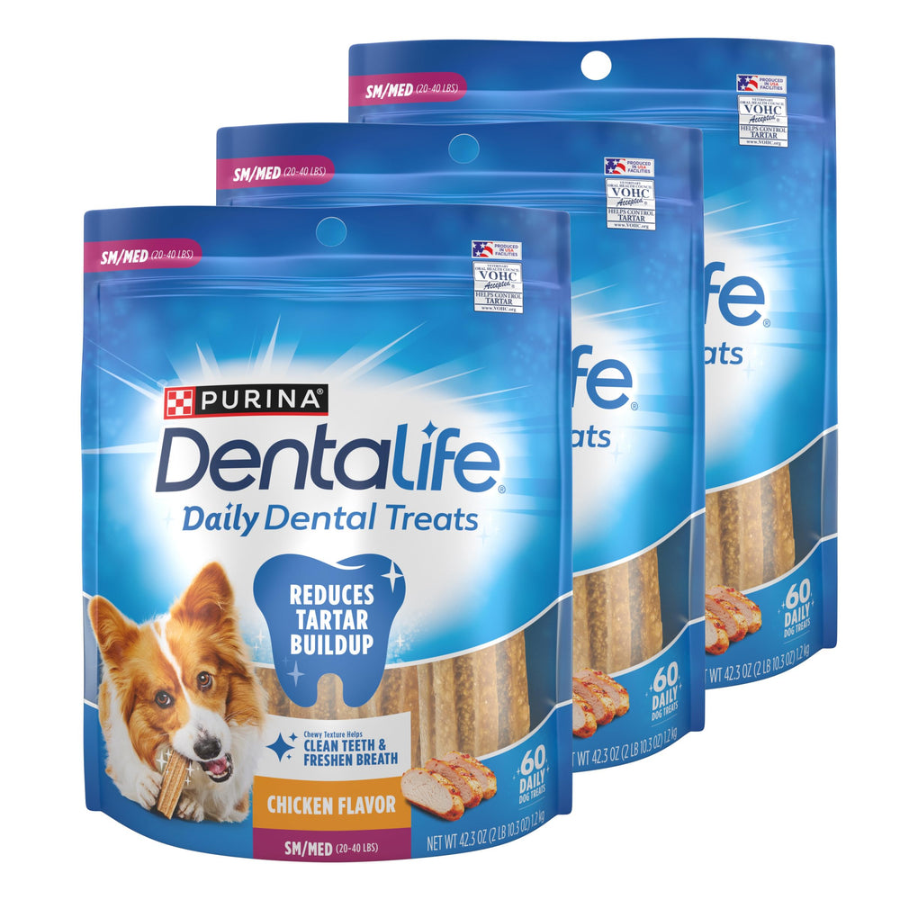 Dentalife Purina front packaging showing product and count, highlights convenience