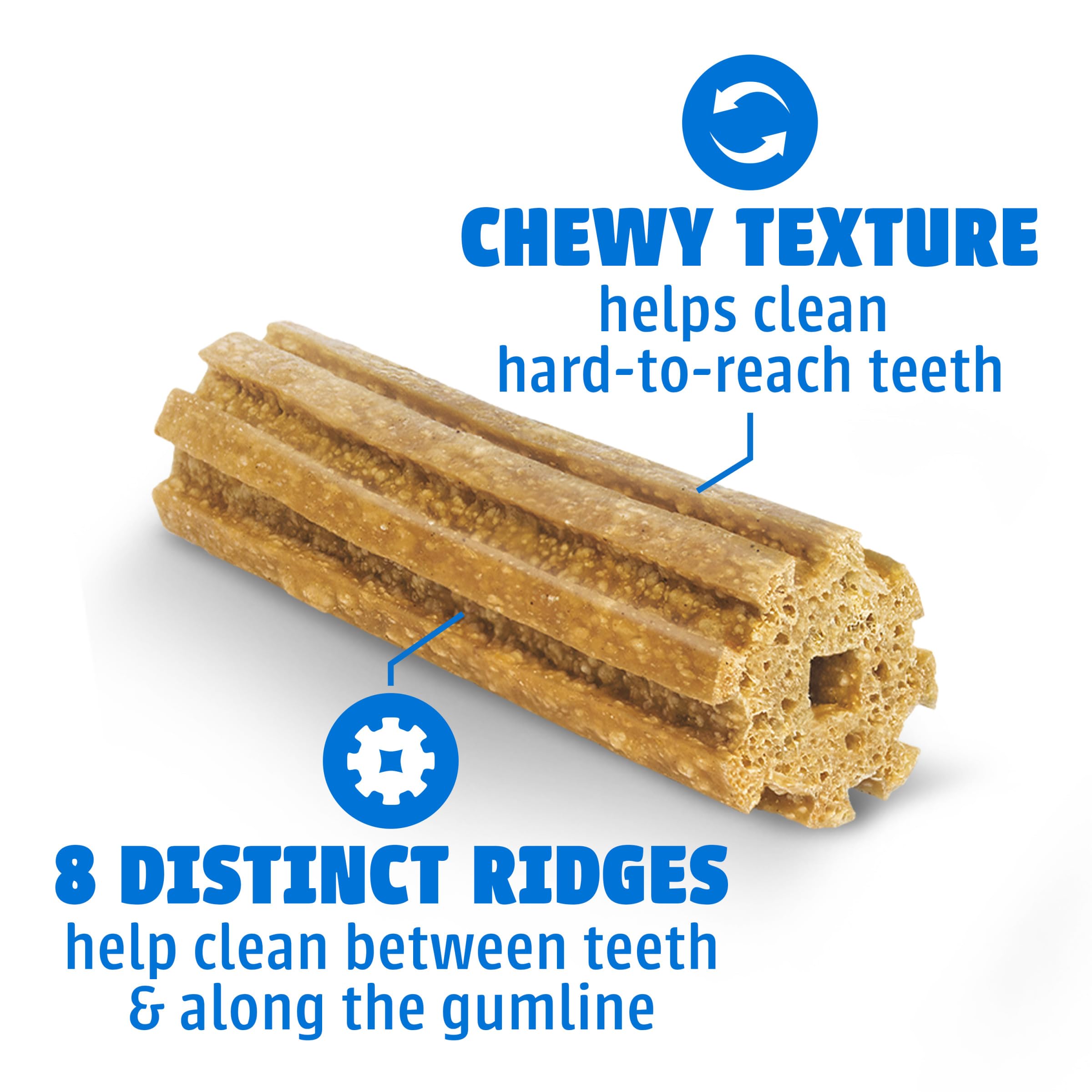 Dentalife Purina texture detail of chewy stick, demonstrates friction for cleaning