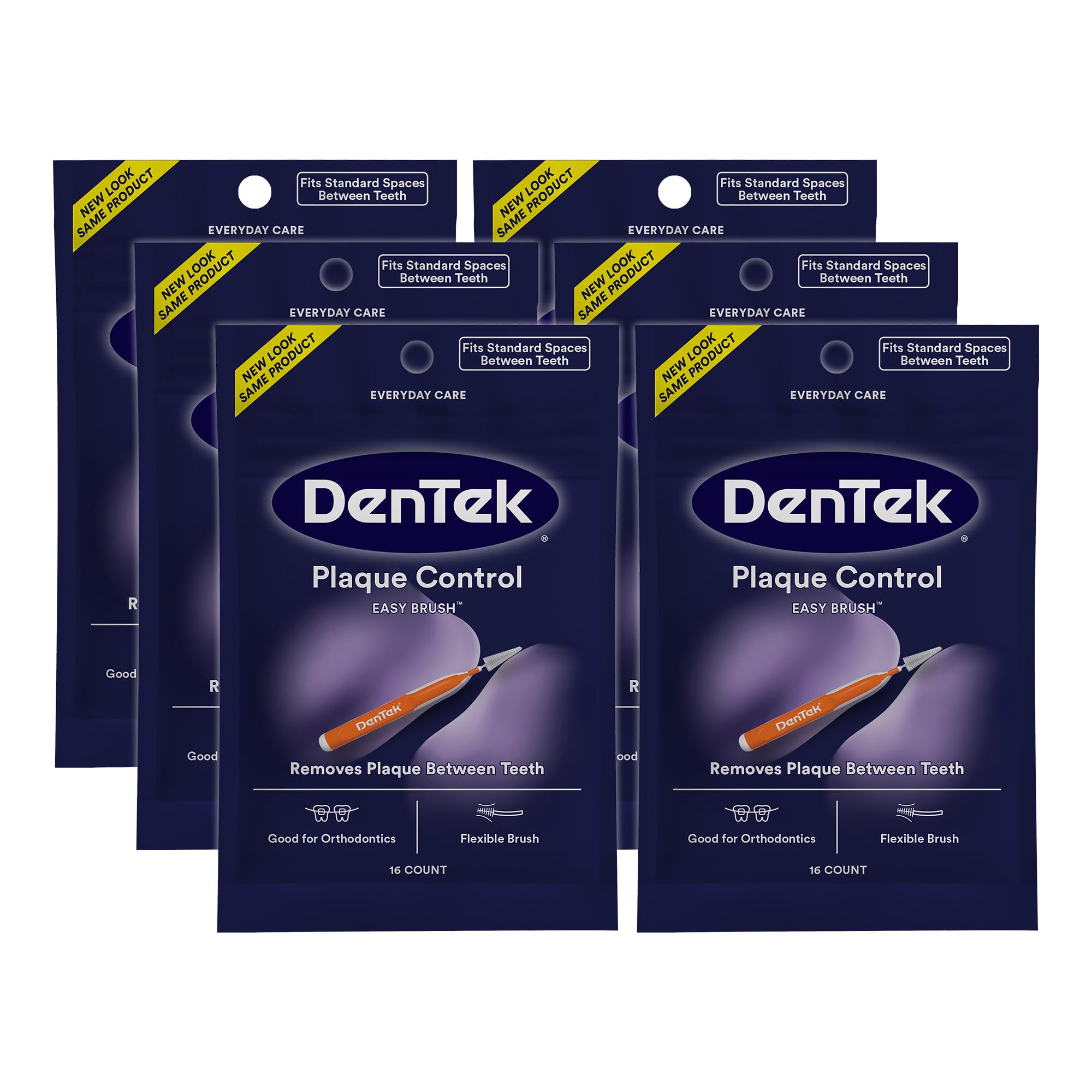 DenTek front packaging showing 16-count pack and plaque control benefit