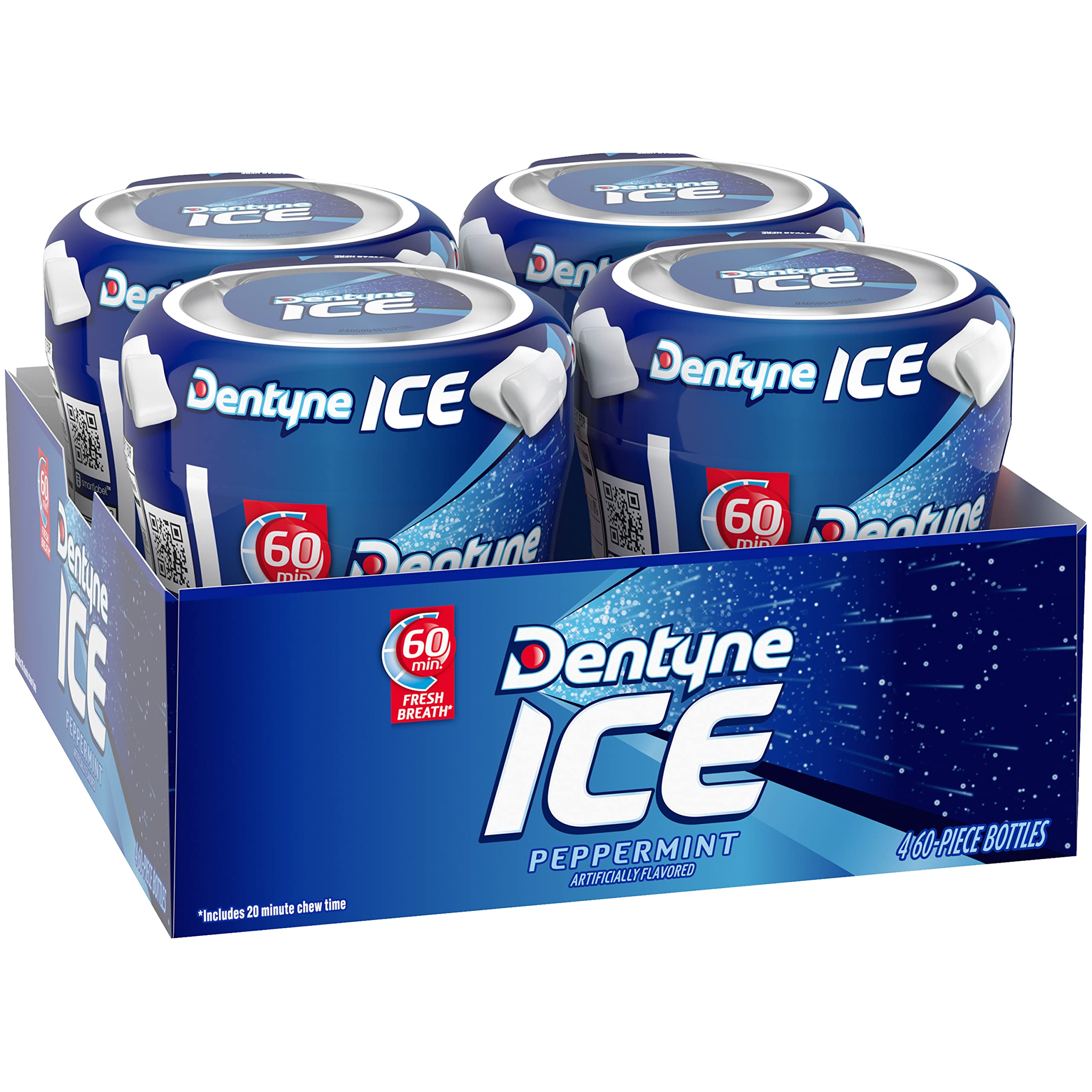 Dentyne bottle in car cupholder showing travel-ready fresh breath