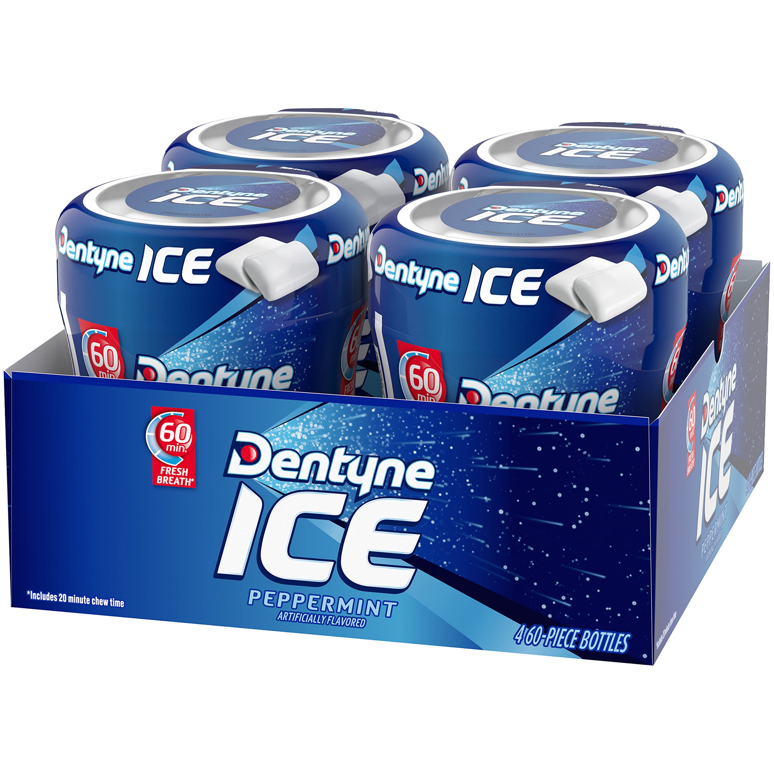 Dentyne bottle inside purse conveying discreet on-the-go convenience