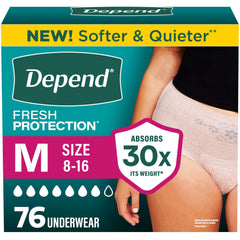 Depend fresh protection front packaging showing product and count