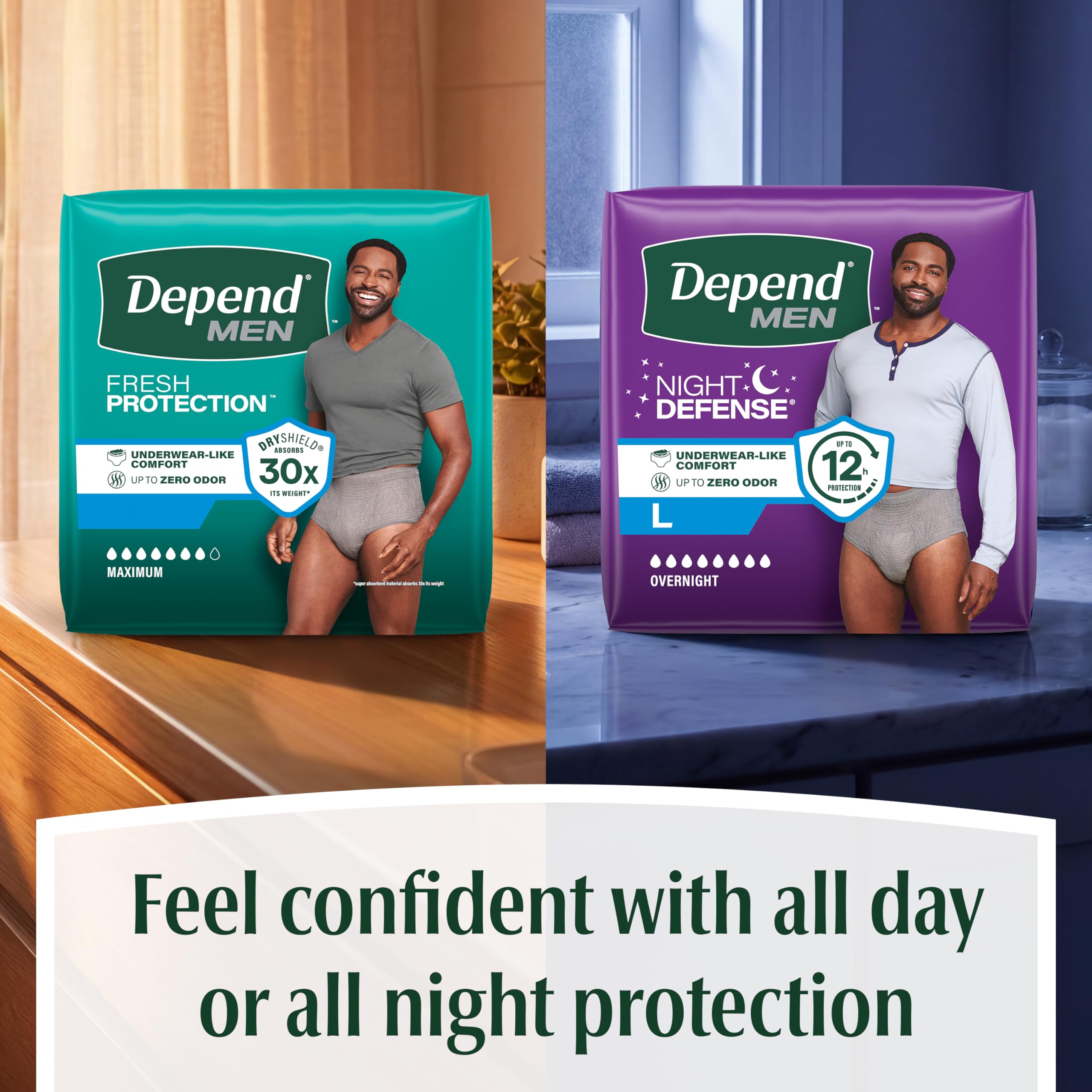 Depend moisture-wicking layer detail showing dryness and comfort benefit
