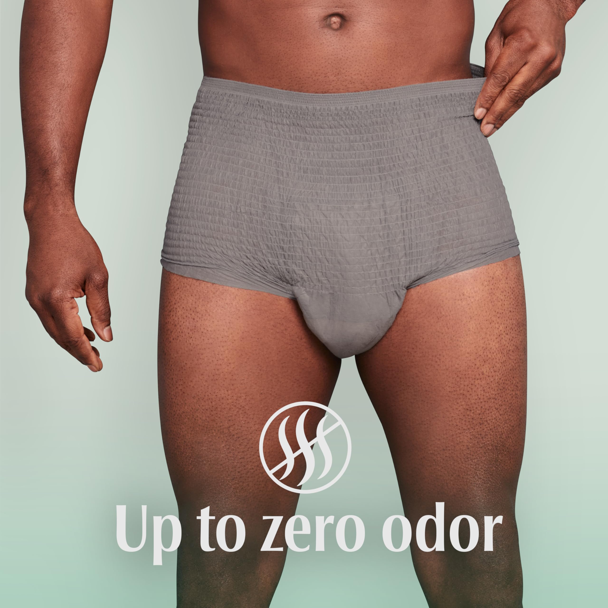 Depend size chart tag illustrating XL waist fit and sizing clarity benefit