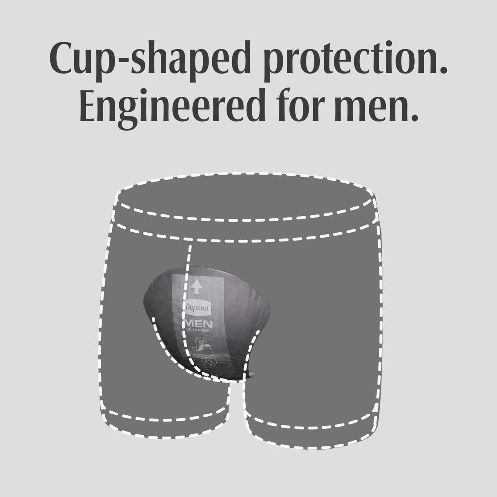 Depend cup-shaped profile illustrating anatomical fit and comfort