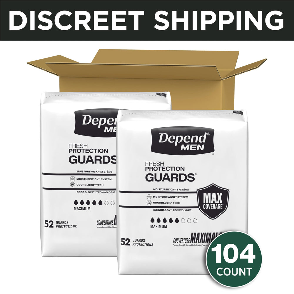 Depend single pad close-up showing absorbent core for leak protection