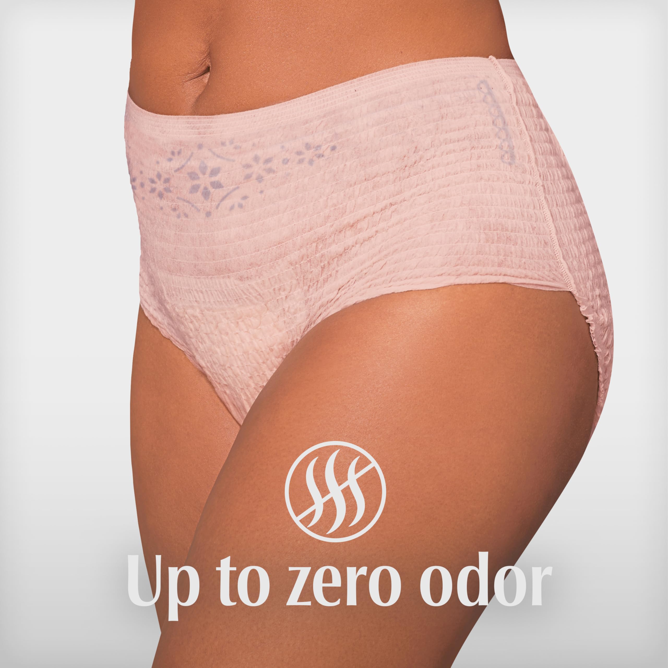 Depend elastic waist and leg detail offering snug fit and discreet profile