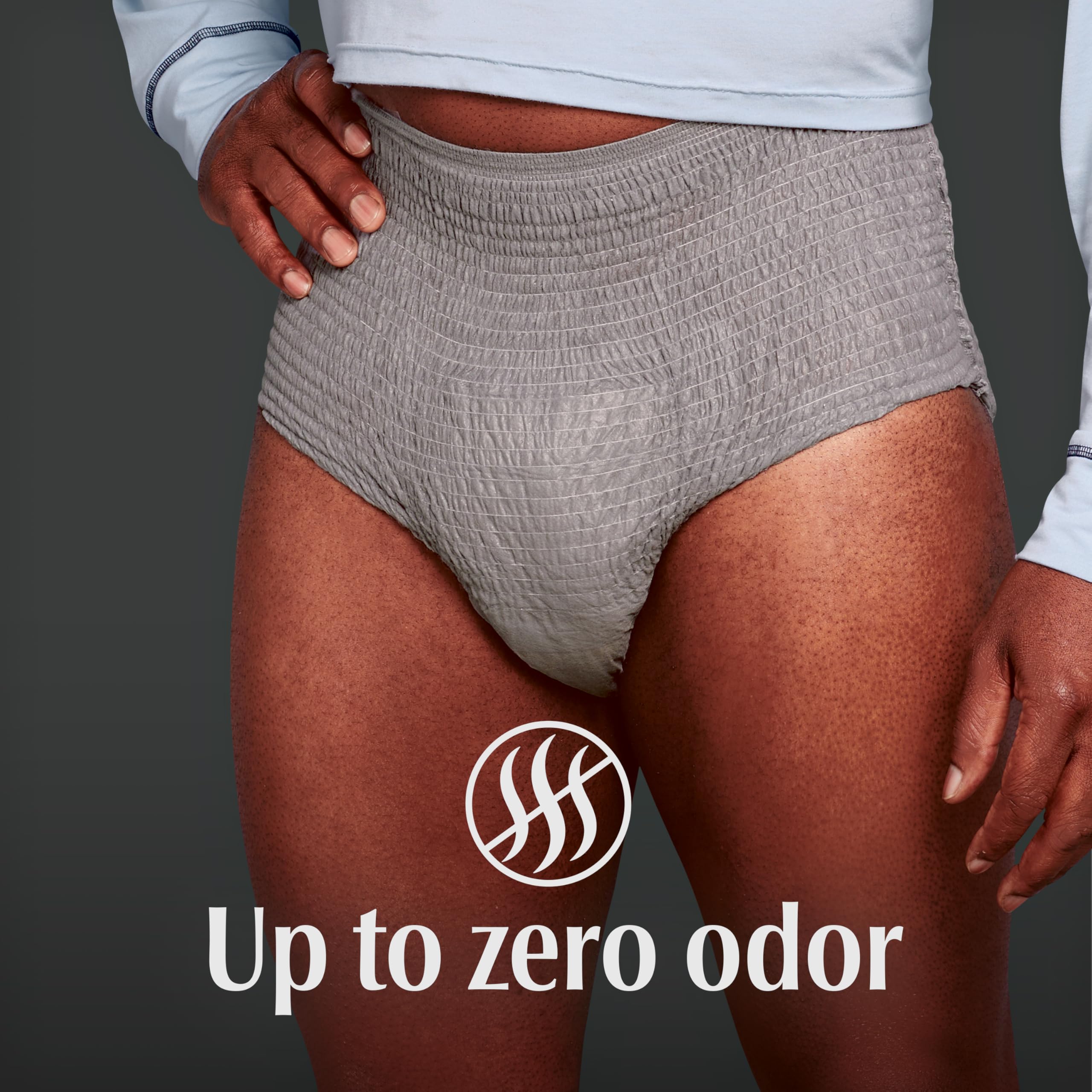Depend moisture-wicking layer cutaway showing drier skin benefit