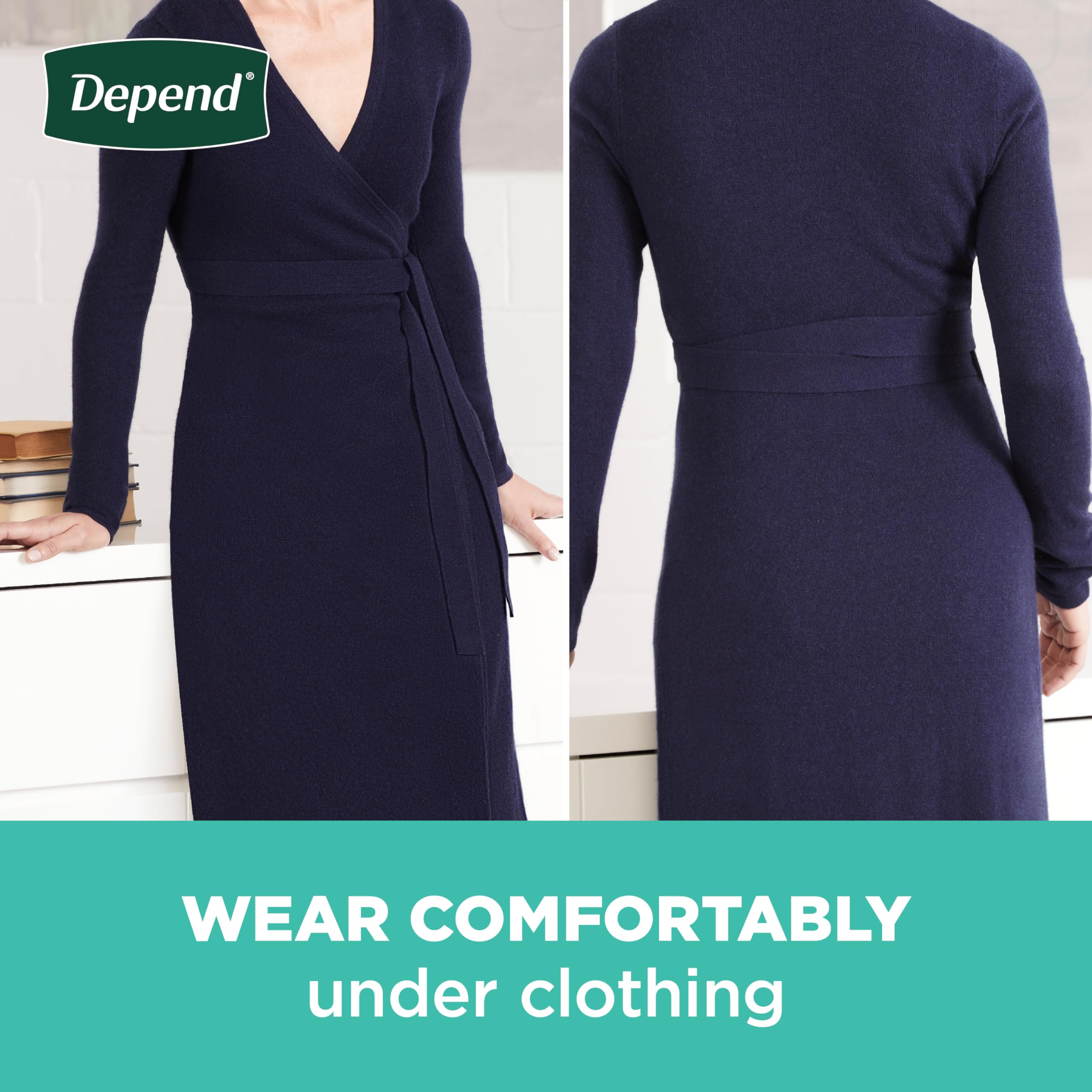 Depend side profile worn under clothing for low-profile, comfortable fit
