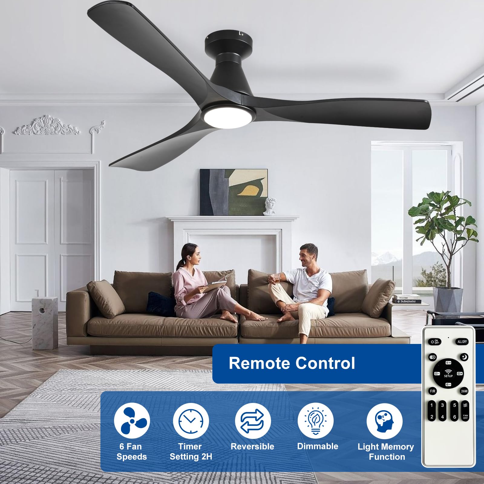 Depuley mounted in a bedroom showing space-saving flush mount and comfortable sleep benefit