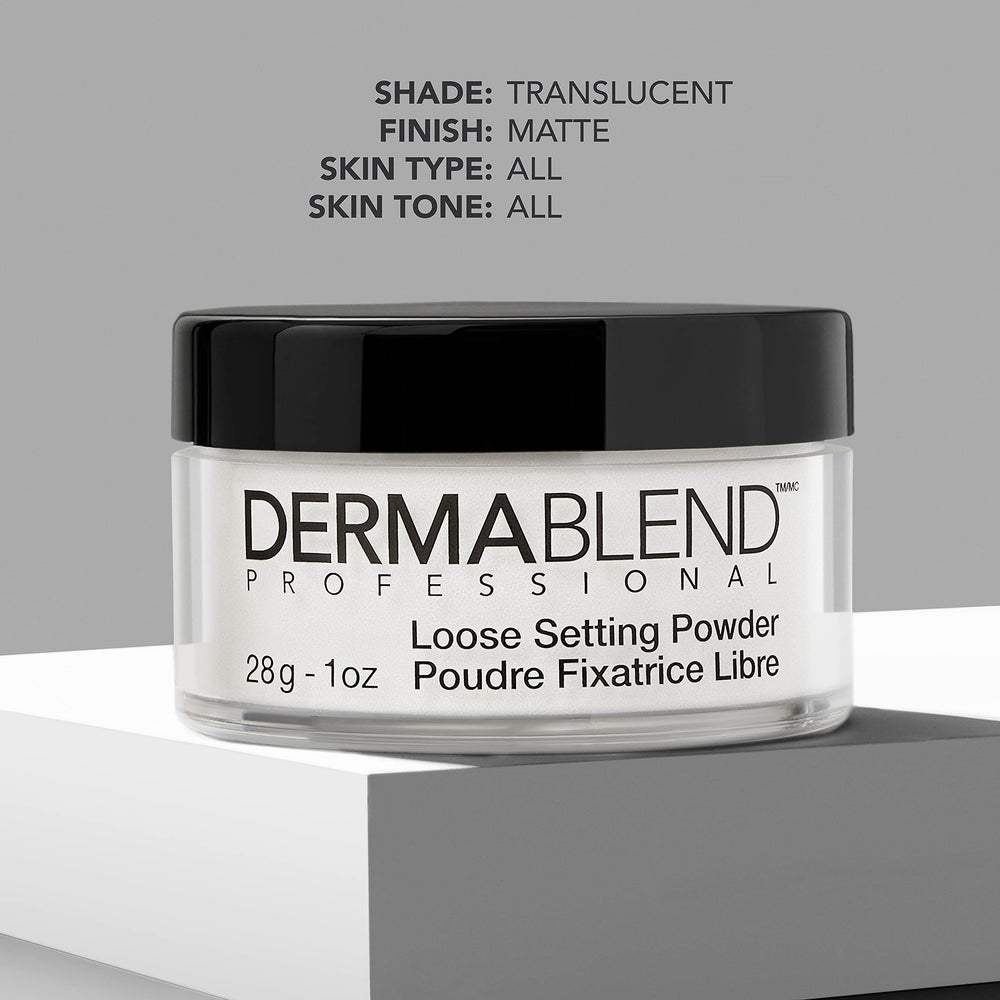 Dermablend powder swatch on skin demonstrating invisible, non-white finish