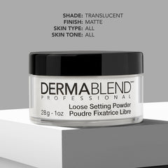 Dermablend powder swatch on skin demonstrating invisible, non-white finish
