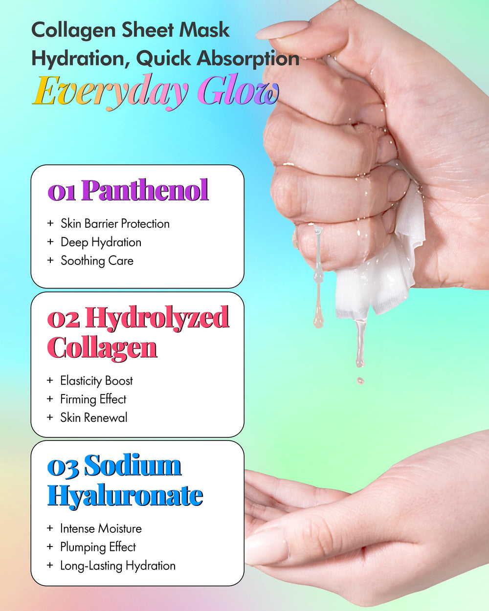 DERMAL mask packet next to hand for size comparison and easy travel benefit