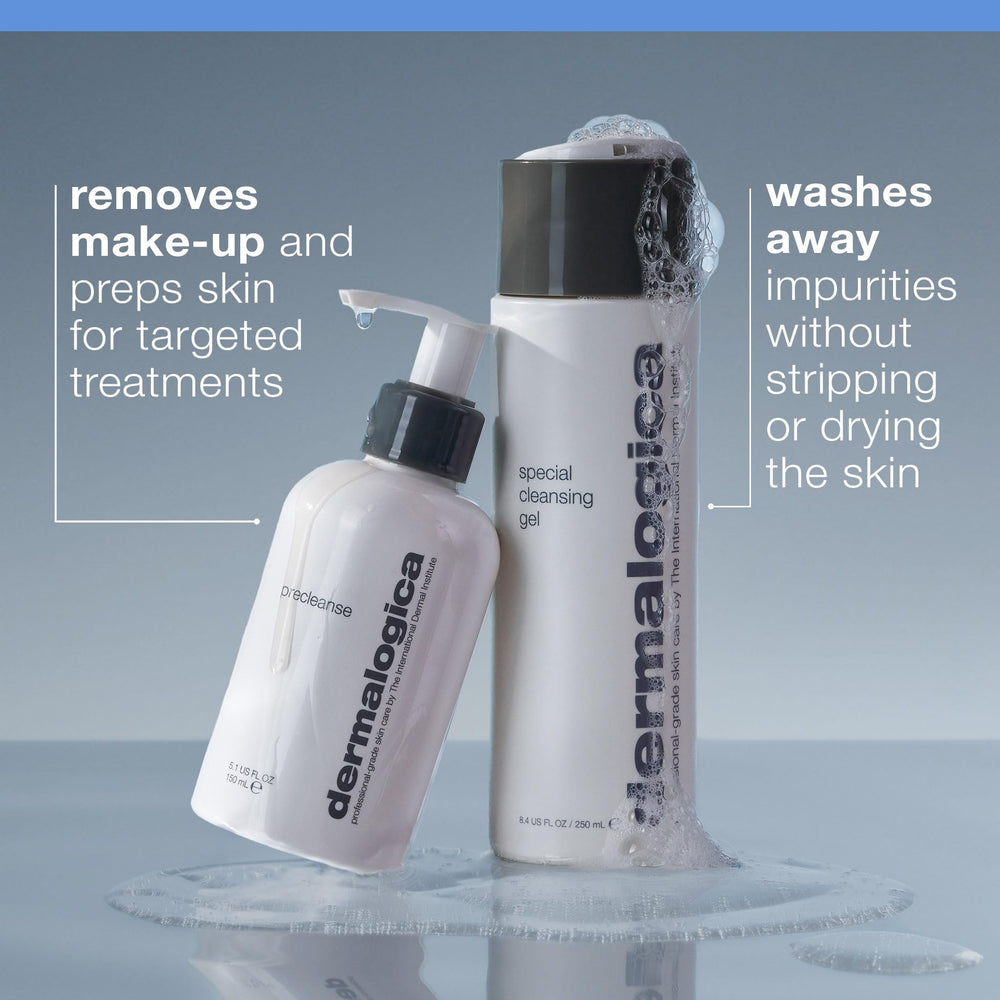 Dermalogica rinsing under water showing emulsified residue removal benefit