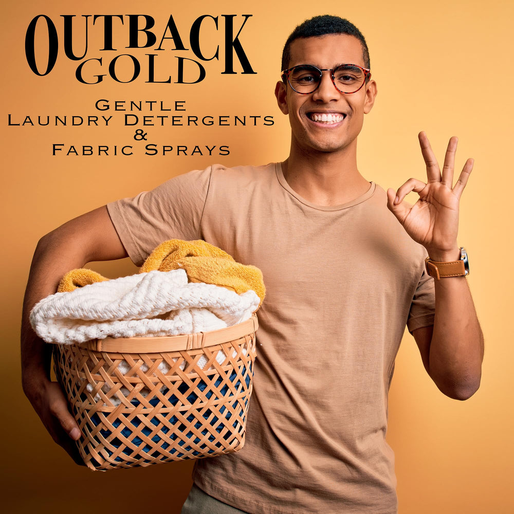 Desert Breeze Outback Gold in laundry basket showing home use benefit