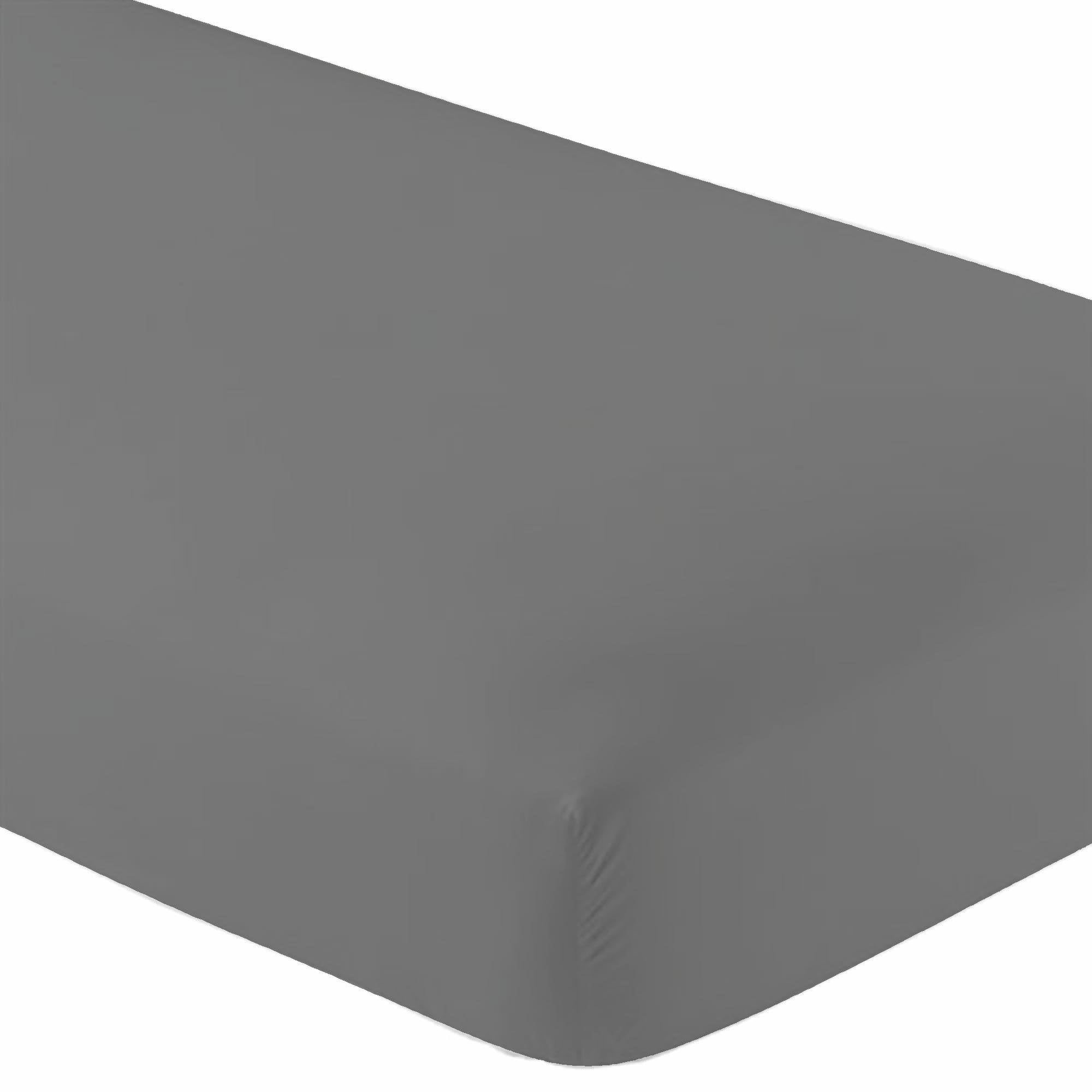DESTINY CRESCENT flat sheet spread across bed illustrating smooth coverage and clean dark grey look