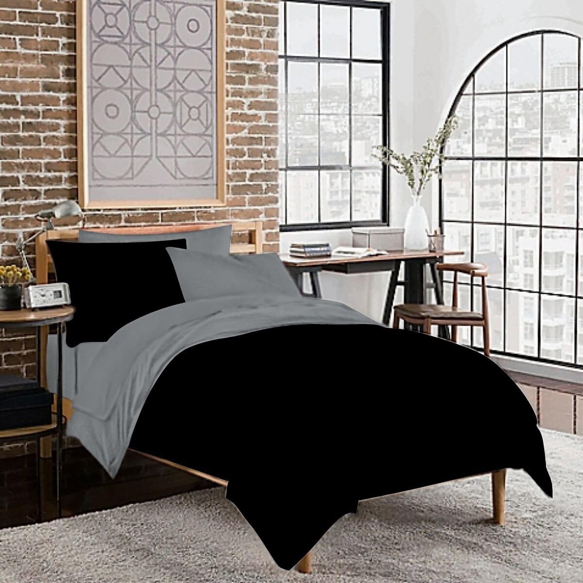 DESTINY CRESCENT sheets styled in a dorm room scene showing easy-care and cozy atmosphere