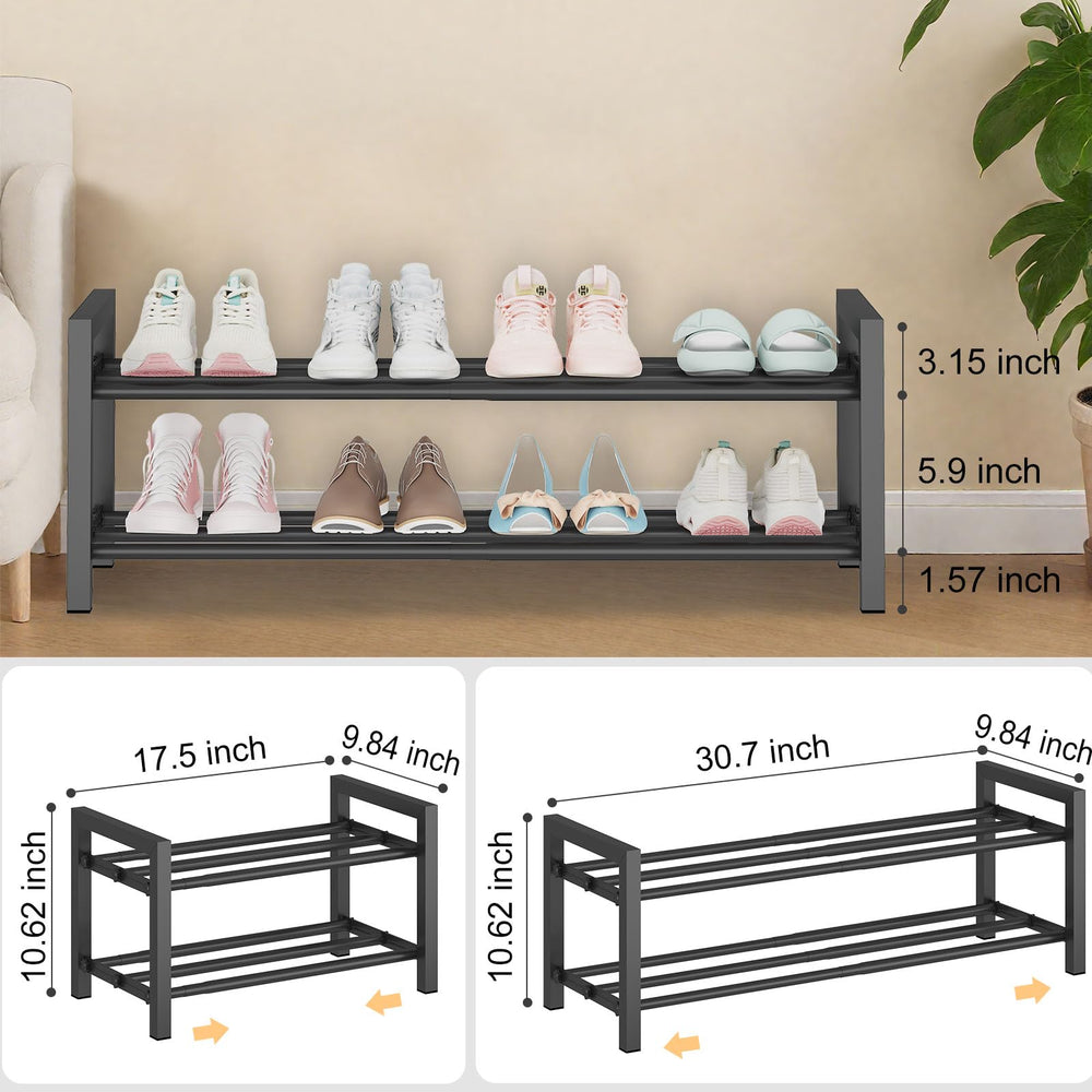 Detsuk shoe rack expanded in a closet saving floor space and organization