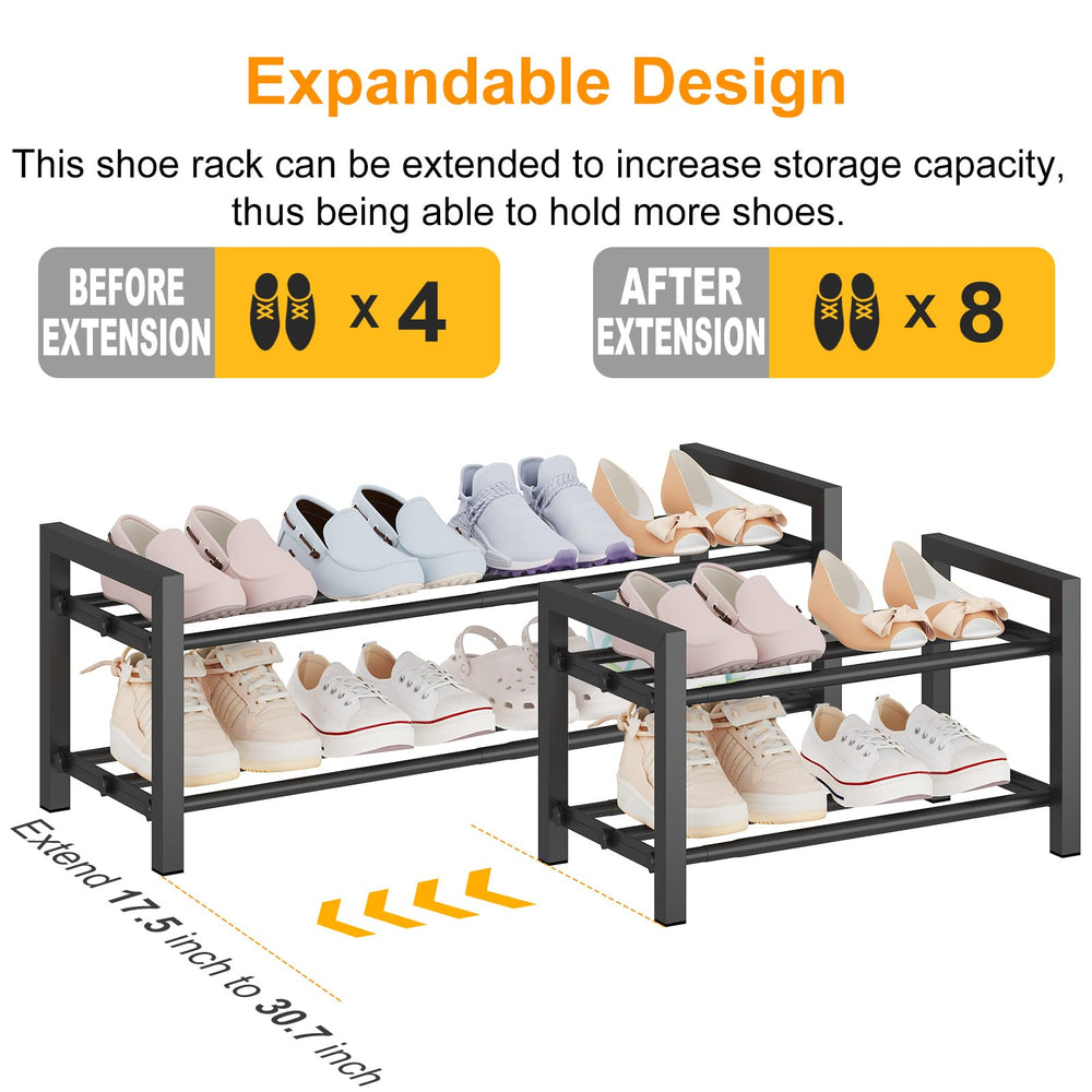 Detsuk holding sneakers and boots to demonstrate versatile shoe storage