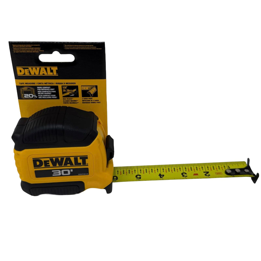 DEWALT tape on ladder in use showing reliable jobsite performance