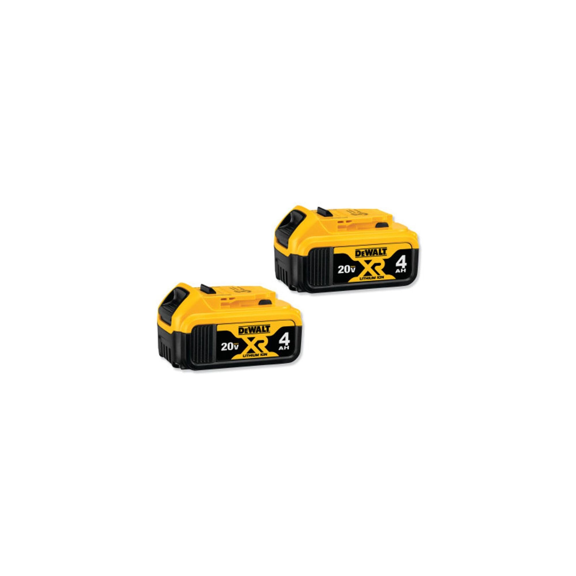 DEWALT batteries stored in a tool bag for organized jobsite mobility