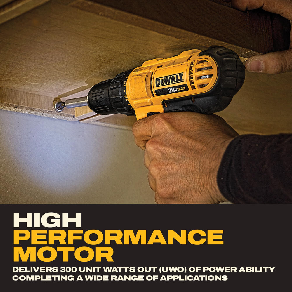 DEWALT 20V XR 1.3Ah battery side view highlighting lightweight runtime