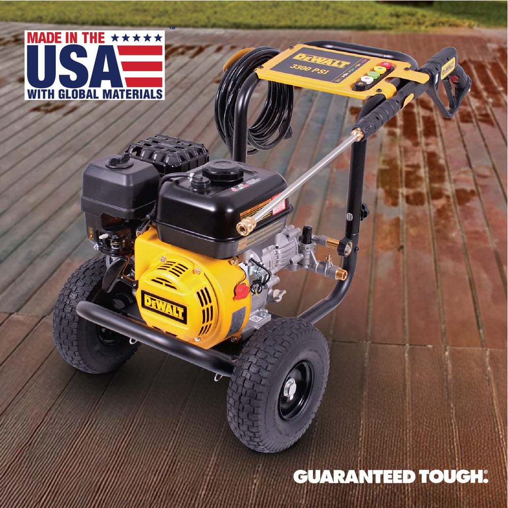 DEWALT cleaning a wooden deck illustrating effective outdoor stain removal