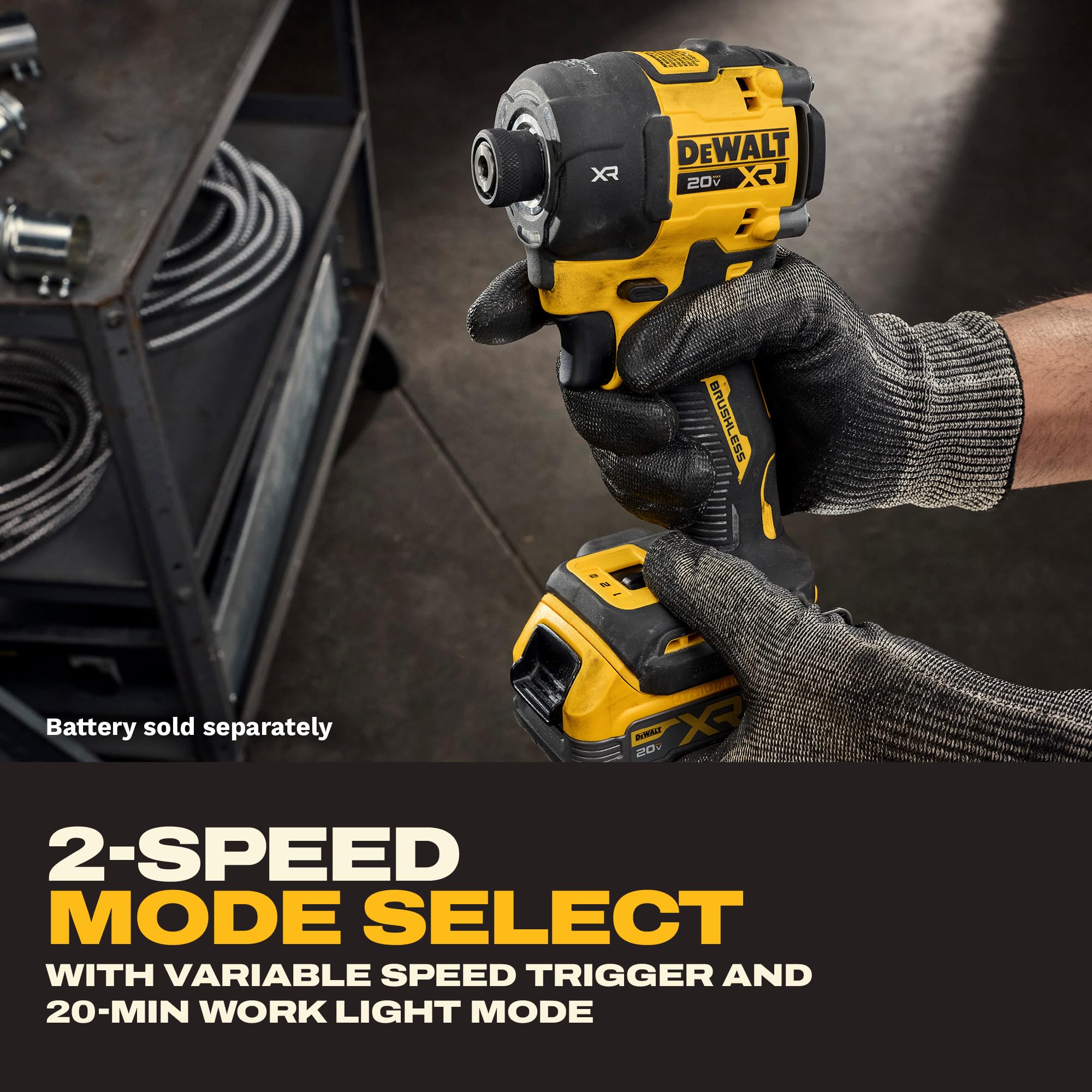 DEWALT DCF870B driving a screw in a tight cabinet corner for access benefit