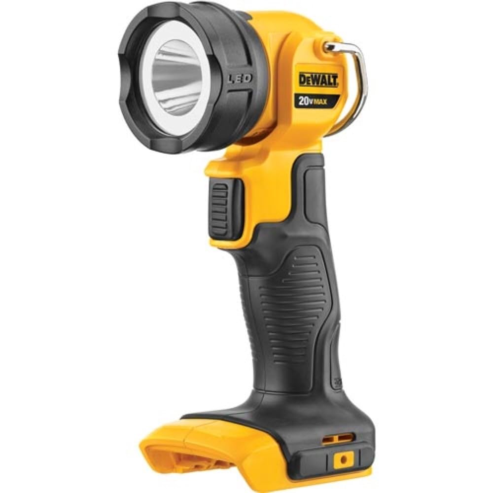 DEWALT DCL040 front view showing compact LED and durable housing, clear work illumination