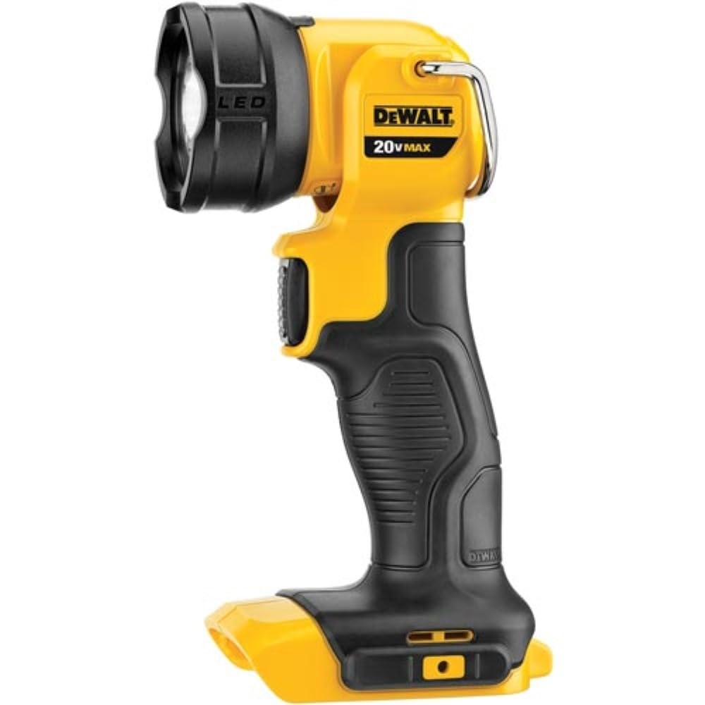 DEWALT DCL040 beside a 20V MAX battery showing size and compatibility benefit