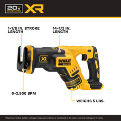 DEWALT DCS367B side profile highlighting 14.5-inch compact length benefit