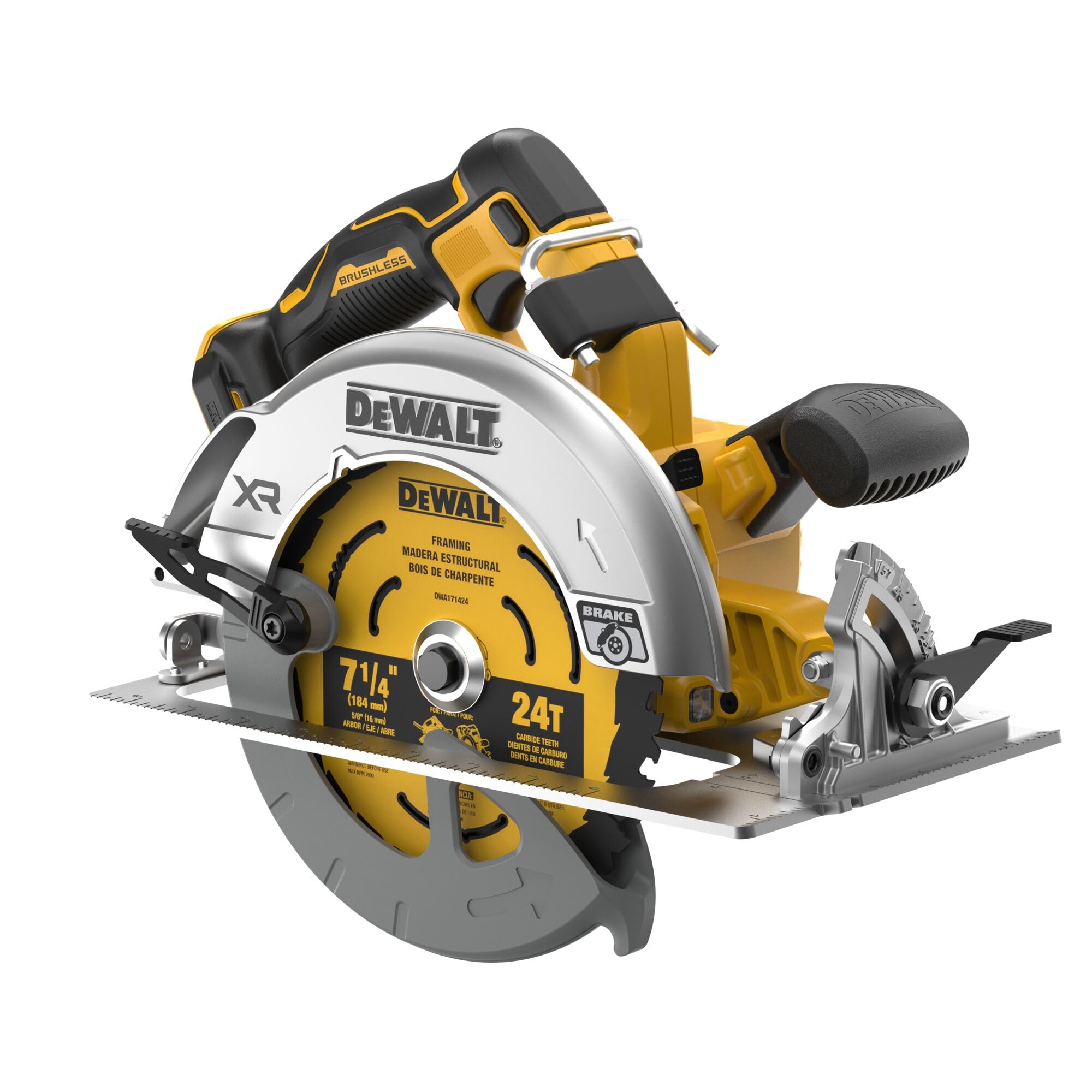 DEWALT DCS590B front angle view showing durable housing and cut accuracy