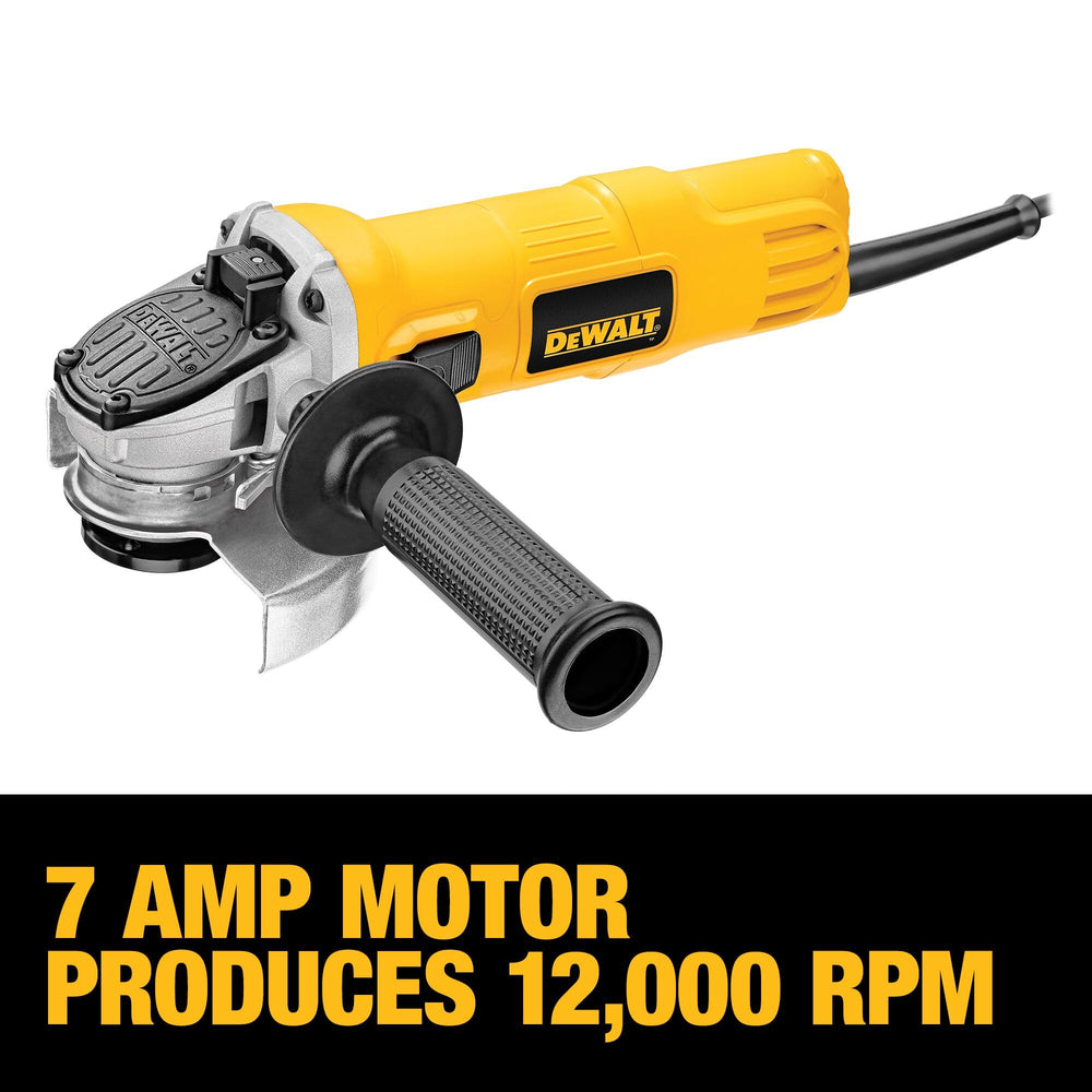 DEWALT quick-change wheel release close-up enabling tool-free wheel swaps