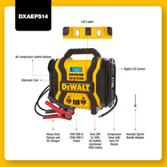DEWALT DXAEPS14 clamps and cables detail with safety features for correct connections