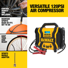 DEWALT DXAEPS14 inflator display closeup showing digital PSI readout for accurate inflation