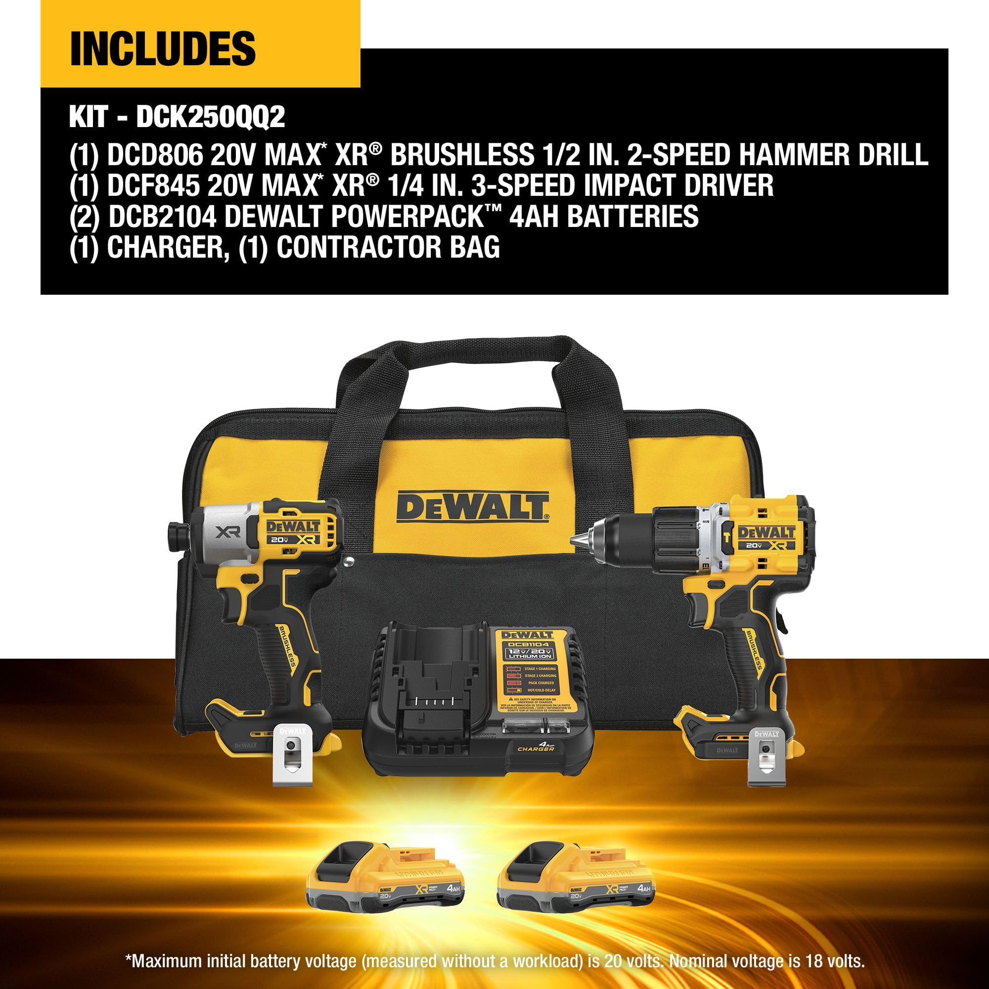 DEWALT hammer drill close-up highlighting high-speed transmission and increased drilling power