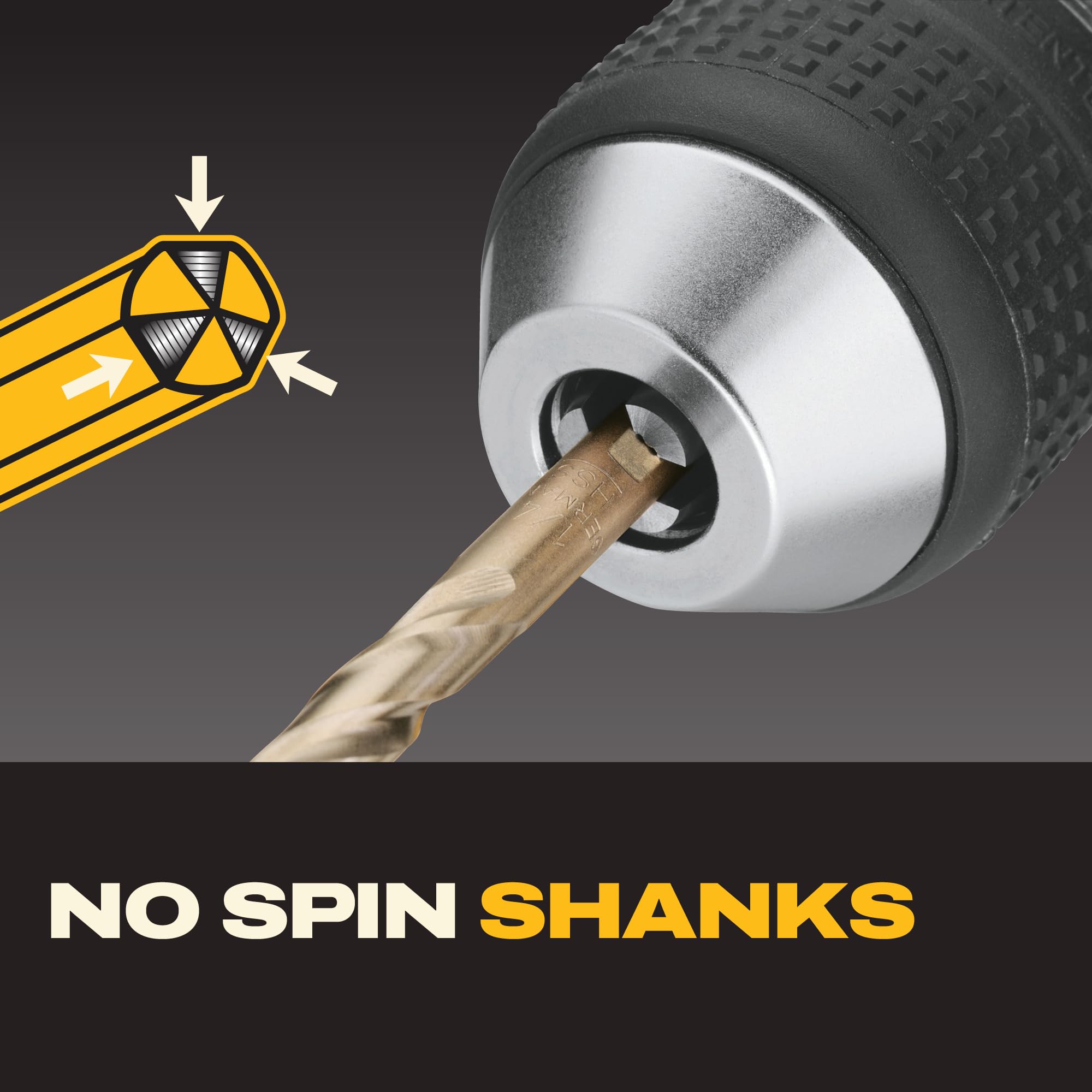 DEWALT nut drivers and hex bits laid out for quick size selection benefit