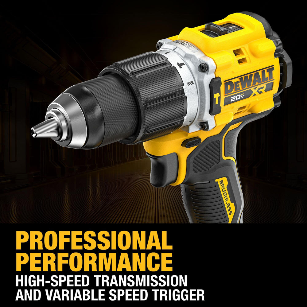 DEWALT hammer drill in use on masonry illustrating hammer mode capability on jobsite