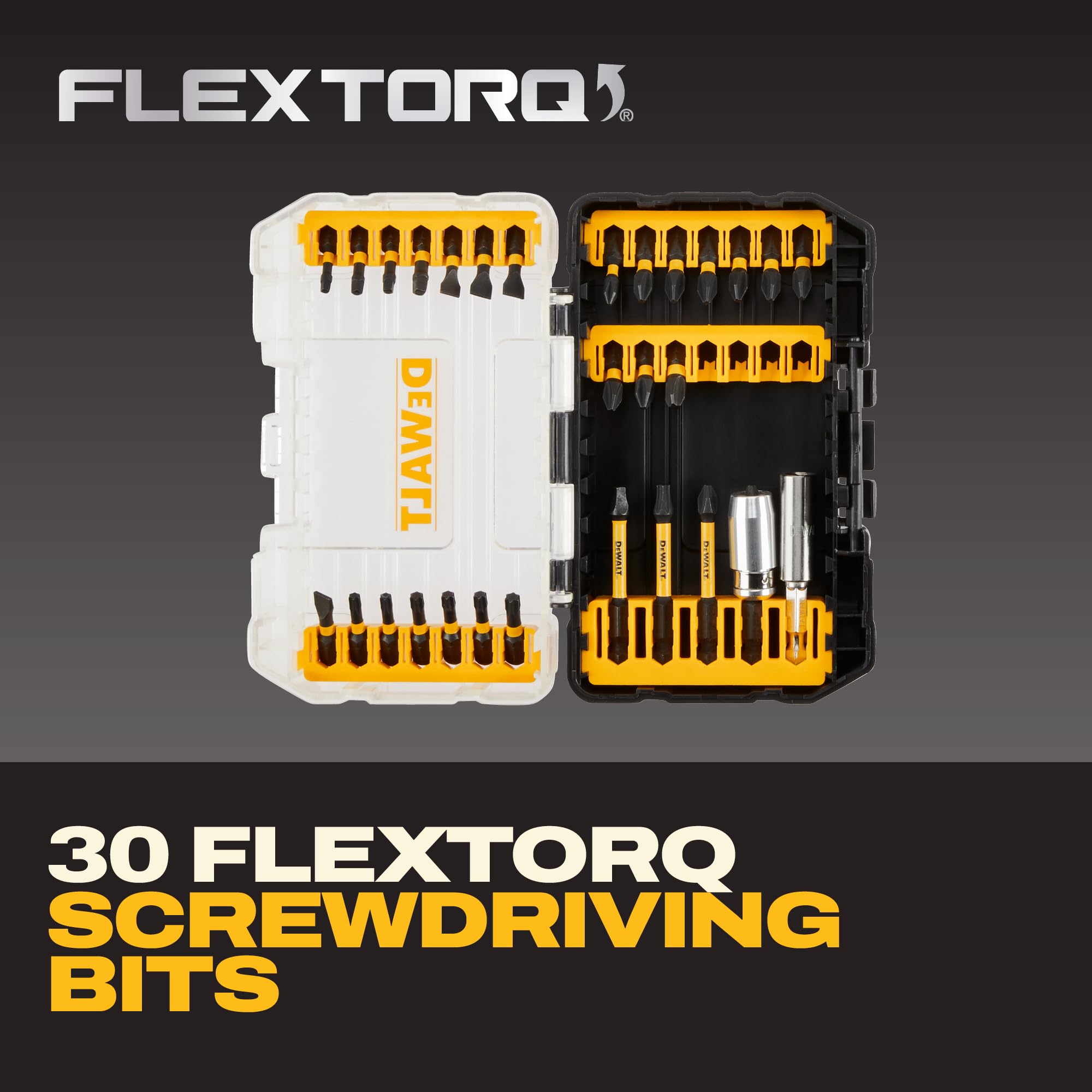 DEWALT pilot-point drill bits detail showing clean-start drilling advantage