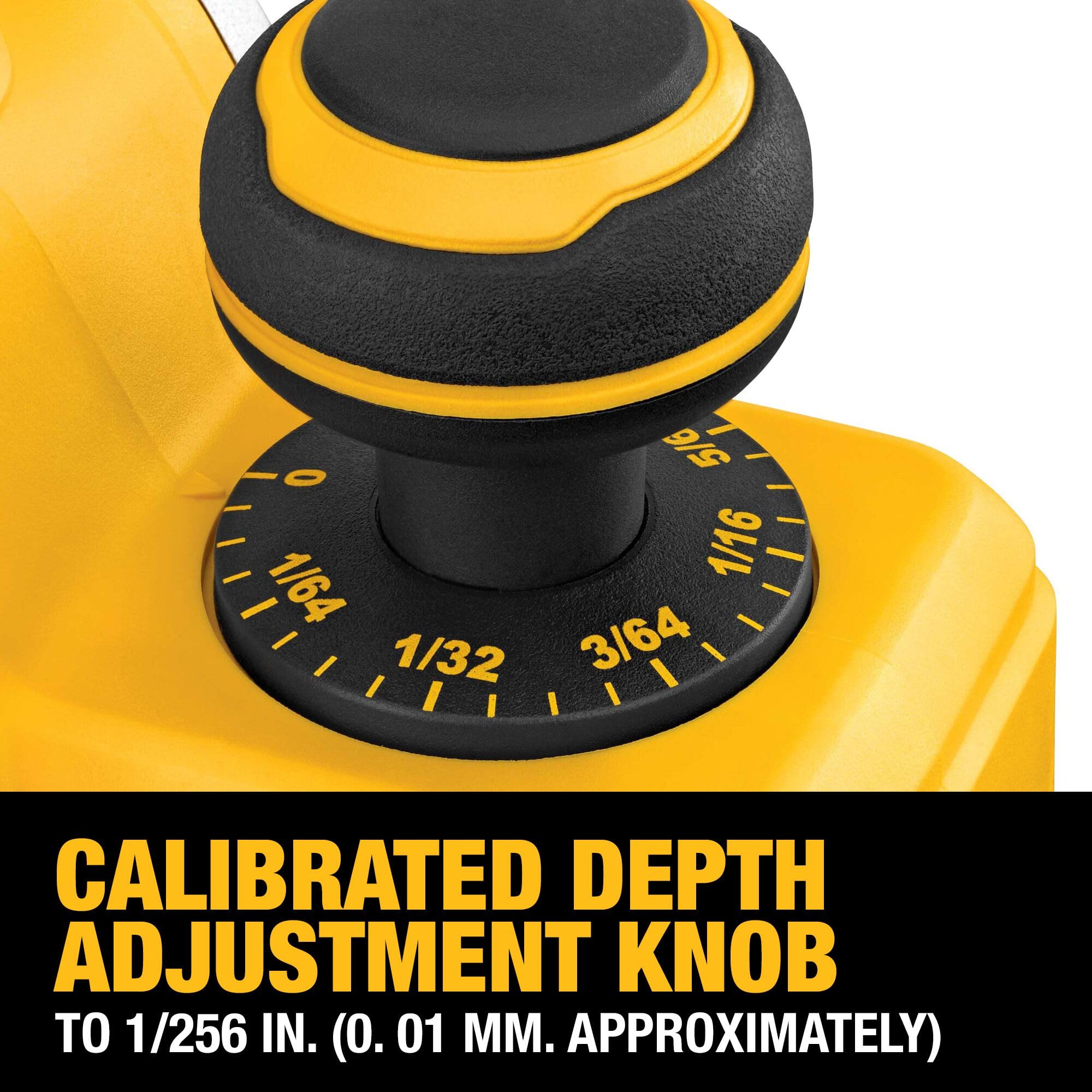 DEWALT planer base shoes detail demonstrating parallel-aligned cutting surface