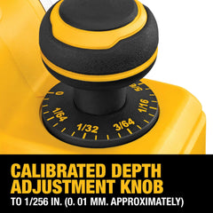DEWALT planer base shoes detail demonstrating parallel-aligned cutting surface
