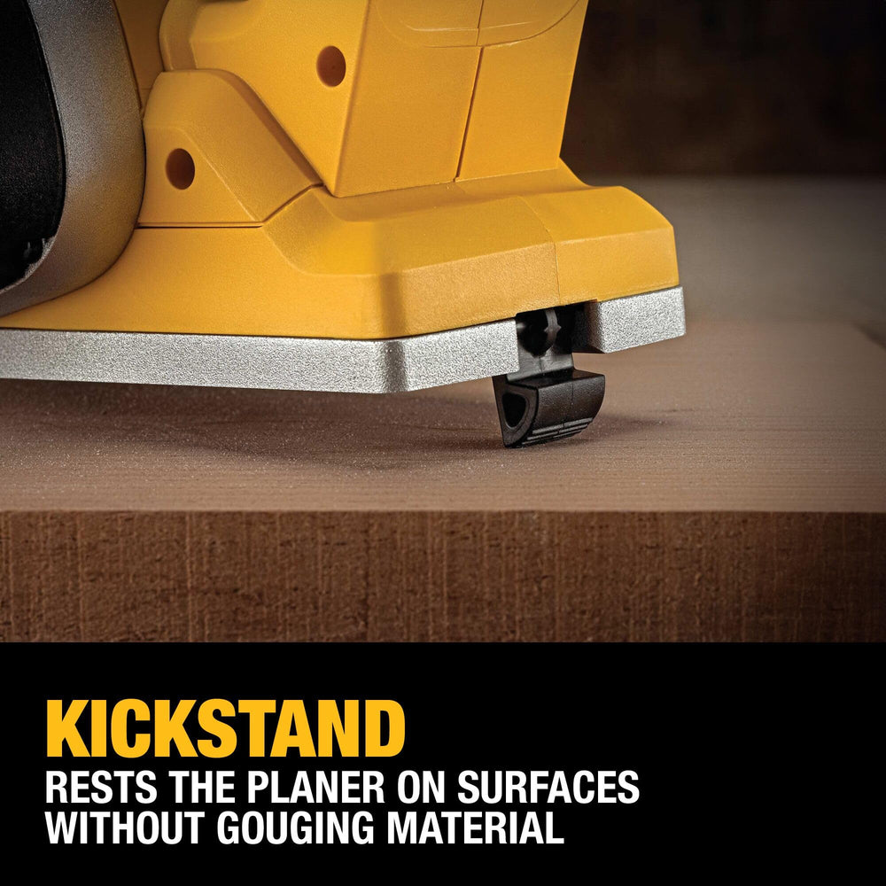 DEWALT planer cutterhead closeup showing blades for fast material removal