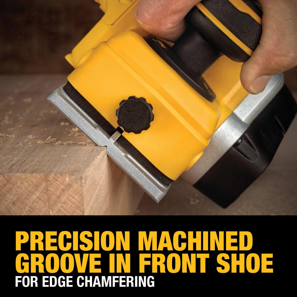 DEWALT planer in use planing boards for smooth, consistent passes