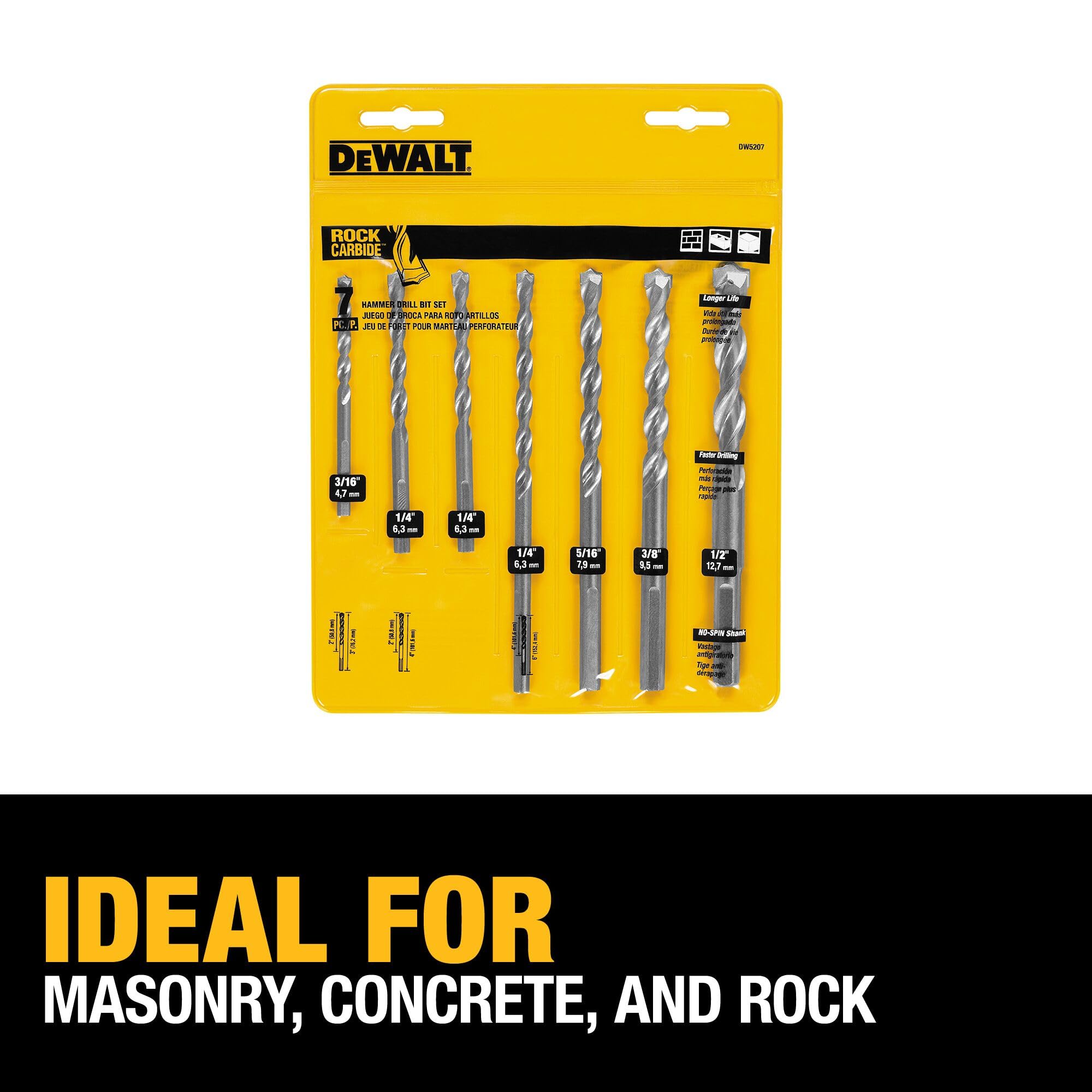DEWALT shank three flats detail demonstrating secure chuck grip and anti-slip