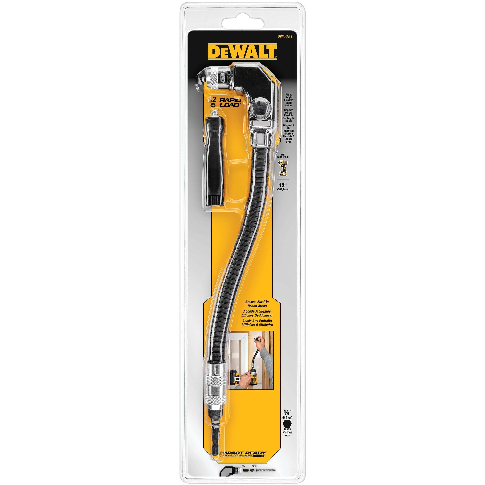 DEWALT side handle and flexible shaft in use offering extra control and leverage