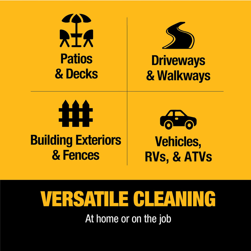 DEWALT ergonomic spray gun with 16-inch wand for accurate cleaning
