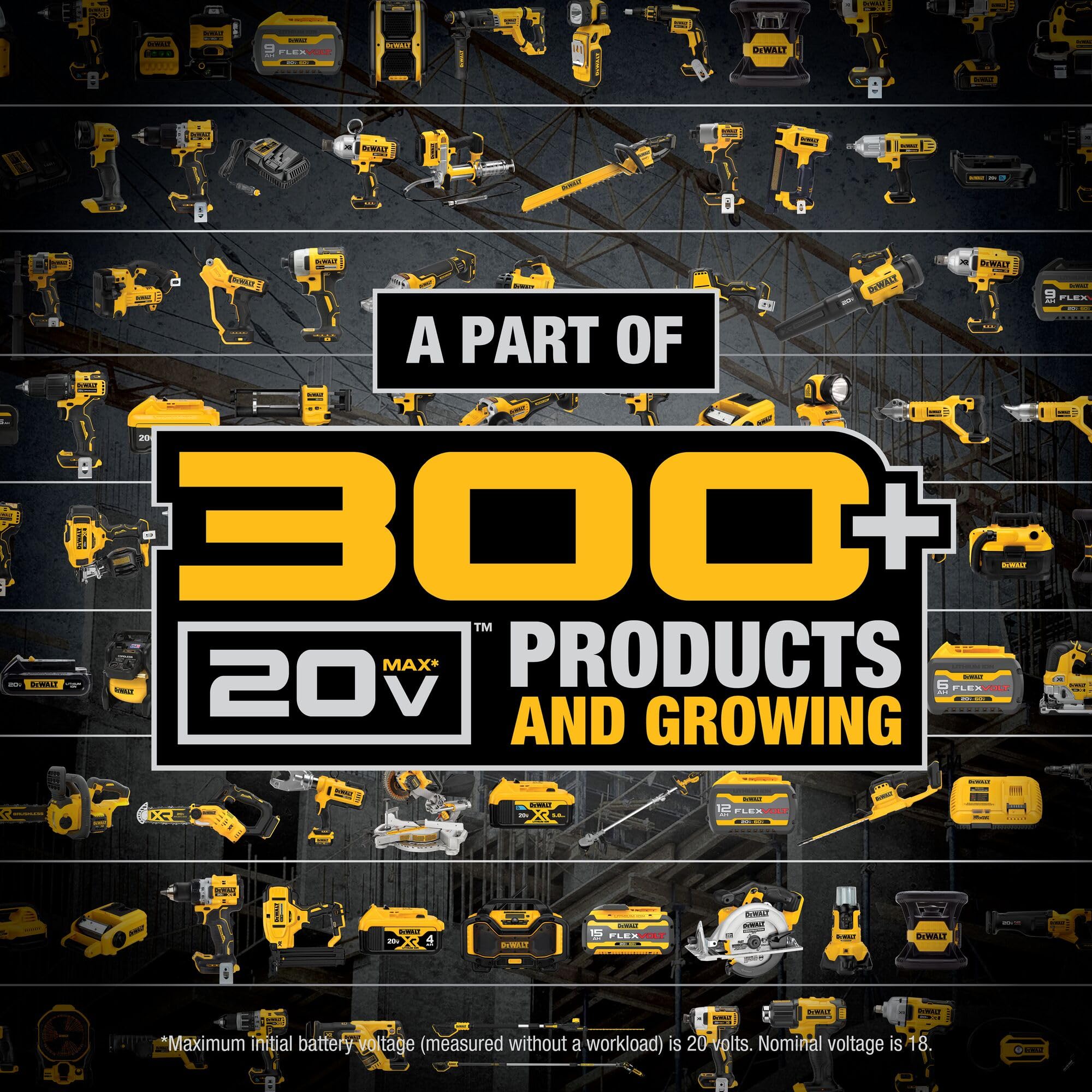 DEWALT drill reaching between studs showing tight-space capability