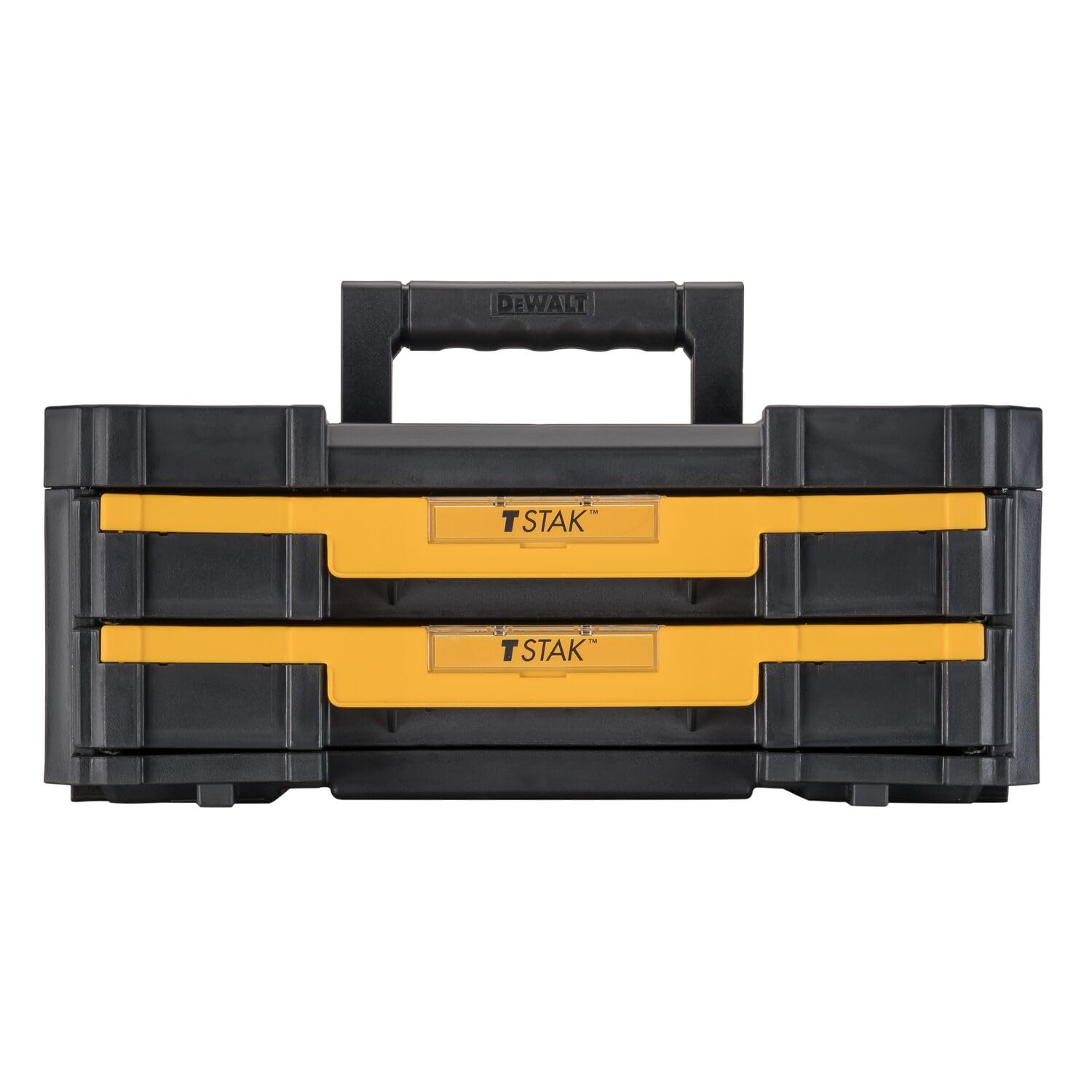 DEWALT TSTAK open drawer revealing smooth slides and organized compartments