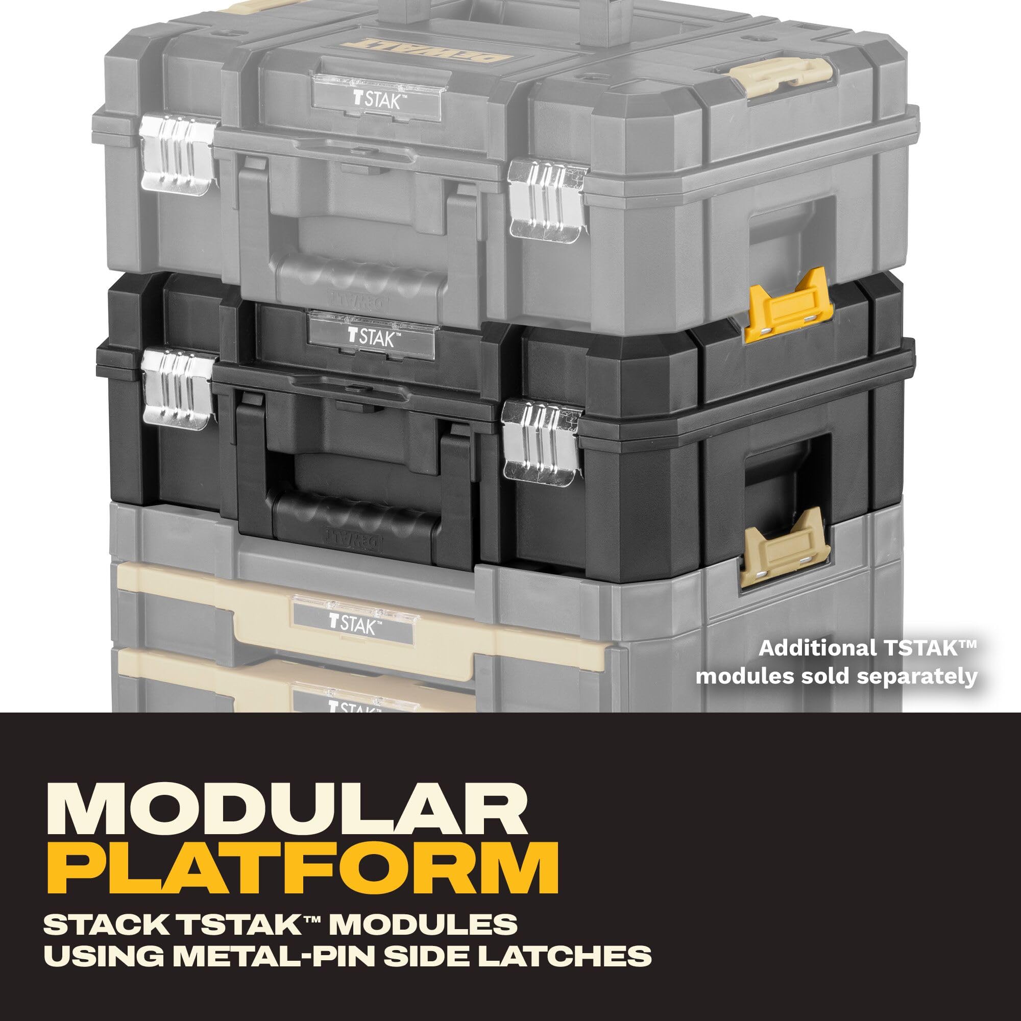 DEWALT TSTAK II heavy-duty metal latch ensuring rust-resistant closure
